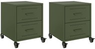 Shumee noční stolky 2 ks, olivově zelené 36 × 39 × 43,5 cm ocel, 846635 - Night Stand