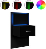Shumee nástěnný noční stolek s LED osvětlením černý, 848159 - Night Stand
