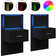 Shumee nástěnné noční stolky s LED osvětlením 2 ks, černé, 848160 - Night Stand