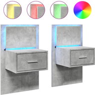 Shumee nástěnné noční stolky s LED osvětlením 2 ks, betonově šedé, 848164 - Night Stand