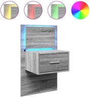 Shumee nástěnný noční stolek s LED osvětlením šedý sonoma, 848167 - Night Stand