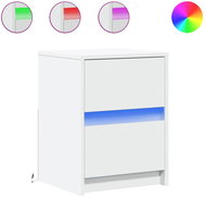 Shumee noční stolek s LED osvětlením bílý kompozitní dřevo - Night Stand
