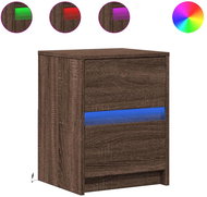 Shumee noční stolek s LED osvětlením hnědý dub kompozitní dřevo - Night Stand