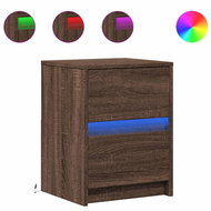Shumee noční stolky s LED osvětlením 2 ks, hnědý dub kompozitní dřevo, 852046 - Night Stand