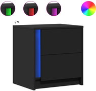 Shumee noční stolek s LED osvětlením černý kompozitní dřevo - Night Stand