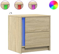 Shumee noční stolky s LED osvětlením 2 ks, dub sonoma kompozitní dřevo, 852052 - Night Stand