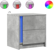 Shumee noční stolky s LED osvětlením 2 ks, betonově šedé kompozitní dřevo, 852054 - Night Stand