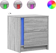 Shumee noční stolky s LED osvětlením 2 ks, šedé sonoma kompozitní dřevo - Night Stand