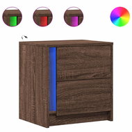 Shumee bedside tables with LED lighting 2 pcs, brown oak composite wood, 852060 - Night Stand
