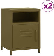 Shumee noční stolky 2 ks, olivově zelené 35 × 35 × 51 cm ocel - Night Stand