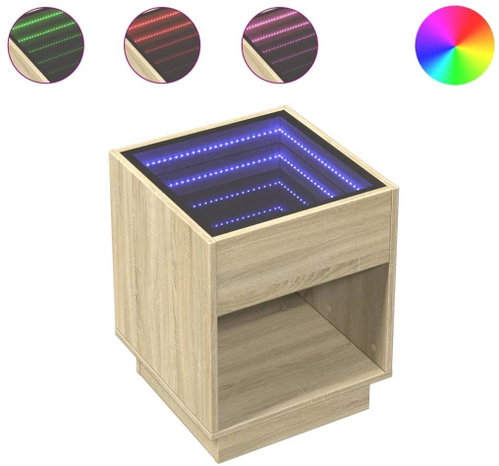 Shumee noční stolek s Infinity LED dub sonoma 40 × 40 × 50 cm - Night Stand - Main image
