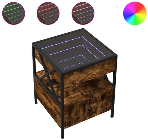 Shumee noční stolek s Infinity LED kouřový dub 40 × 40 × 51 cm - Night Stand - Main image