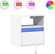 Shumee nástěnné noční stolky s LED osvětlením 2 ks, bílé, 3307976 - Night Stand