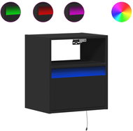 Shumee nástěnný noční stolek s LED osvětlením černý - Night Stand