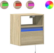 Shumee nástěnné noční stolky s LED osvětlením 2 ks, dub sonoma - Night Stand