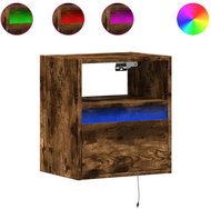 Shumee nástěnný noční stolek s LED osvětlením kouřový dub, 3307983 - Night Stand