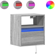 Shumee nástěnný noční stolek s LED osvětlením šedý sonoma - Night Stand