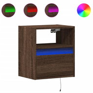 Shumee nástěnný noční stolek s LED osvětlením hnědý dub, 3307987 - Night Stand