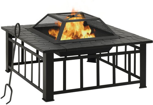 SHUMEE Zahradní přenosné s pohrabáčem 79 × 79 × 46,5 cm XXL ocel - Fireplace - Main image