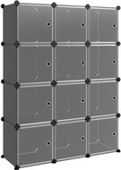 Shumee storage organizer with 12 cubes with door black PP - Wardrobe Organiser