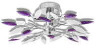 Shumee Ceiling lamp, white and purple crystal leaves, for 3 E14 bulbs - Ceiling Light