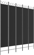 Shumee Pětidílný černý 200 × 220 cm textil - Paraván