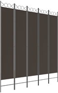 Shumee Pětidílný hnědý 200 × 220 cm textil - Paraván
