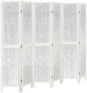 Shumee Paraván masivní dřevo, pavlovnie, 6dílný, bílý - Room Divider