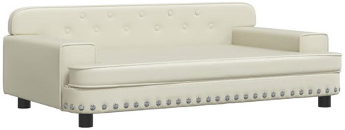 Shumee Dog bed with decorations cream 90 × 53 × 30 cm faux leather - Pet Bed - Main image