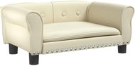 Shumee Sofa with decorations for dogs cream 70 × 45 × 30 cm faux leather - Pet Bed