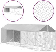Shumee Outdoor dog pen with roof silver 2 × 10 × 2,5 m steel - Dog Pen