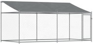 Shumee Klec pro psy se střechou a dvířky šedá 4 × 2 × 2 m pozinkovaná ocel, 3209568 - Kotec pro psa