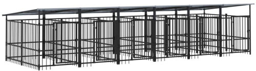 Shumee Outdoor dog pen with roof steel 11,26 m2, 3124593 - Dog Pen - Main image