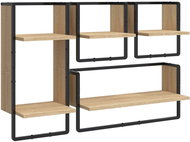 Shumee Wall Shelf Set with Bar, 4 Pieces, Composite Wood, Sonoma Oak - Shelf