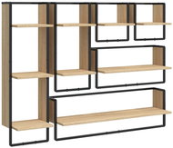 Shumee Wall Shelf Set with Bar, 6 Pieces, Composite Wood, Sonoma Oak - Shelf