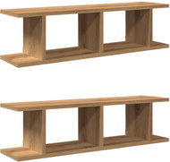 Shumee Wall shelves 75 × 18 × 20 cm, composite wood, artisan oak, 2 pcs - Shelf