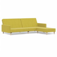 2místná rozkládací pohovka s podnožkou zelená textil, 3080484 - Pohovka