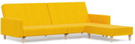 2místná rozkládací pohovka s podnožkou žlutá textil, 3080485 - Pohovka