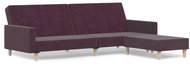 2místná rozkládací pohovka s podnožkou fialová textil, 3080488 - Pohovka