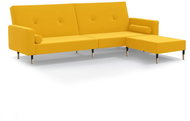 2místná rozkládací pohovka s podnožkou žlutá samet, 3080531 - Pohovka