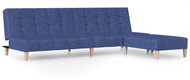 2místná rozkládací pohovka s podnožkou modrá textil, 3080540 - Pohovka