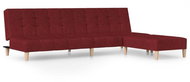2místná rozkládací pohovka s podnožkou vínová textil , 3080543 - Pohovka