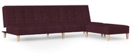 2místná rozkládací pohovka s podnožkou fialová textil, 3080545 - Pohovka