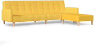 2místná rozkládací pohovka s podnožkou žlutá textil, 3080554 - Pohovka