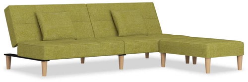 2místná rozkládací pohovka 2 polštáře a podnožka zelená textil, 3080606 - Pohovka - Main image