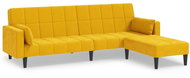 2místná rozkládací pohovka + 2 polštáře a podnožka žlutá samet, 3080704 - Pohovka