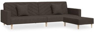 2místná rozkládací pohovka s 2 polštáři a podnožkou tmavě hnědá, 3081824 - Pohovka