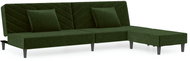 2místná rozkládací pohovka s polštáři a podnožkou tmavě zelená, 3081834 - Pohovka