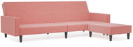 2místná rozkládací pohovka s podnožkou růžová samet, 3081869 - Pohovka