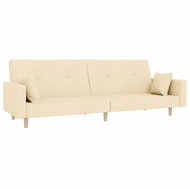 2místná rozkládací pohovka se 2 polštáři krémová textil, 337323 - Pohovka